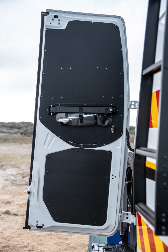 Our Custom built shower cubicle made specifically for MxM Mercedes Sprinter Van Conversions are high quality conversions built in Cape Town, South Africa. Live the Van Life with our Sprinter Van camping Conversions.